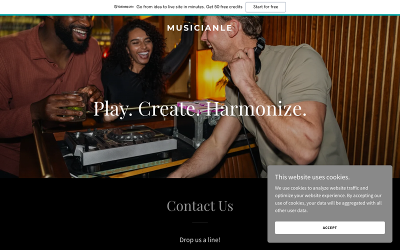 Screenshot of the Musicianle website